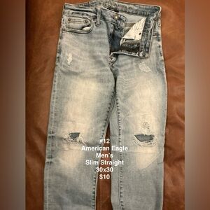 American Eagle Outfitters Men's Slim Straight Jeans - Faded Gray